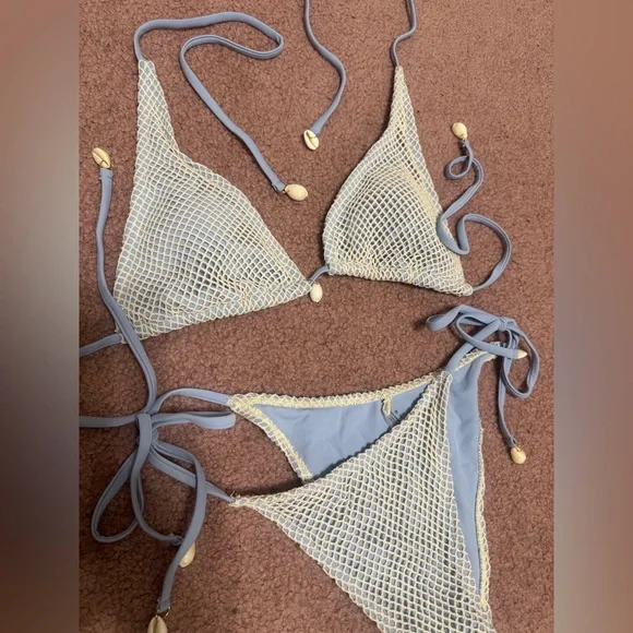 New Medium blue mermaid bikini festival rave outfit swimsuit swimwear - Picture 3 of 4